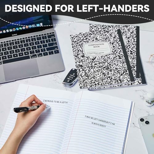 Gersoniel 4 Pack Left Handed Composition Notebooks, Black Marble College Ruled Writing Notebooks 8.3" x 5.8", School Notebook for Home Study & Classroom Use, Smooth Ink Paper for Left Hand Writers - color: Black
