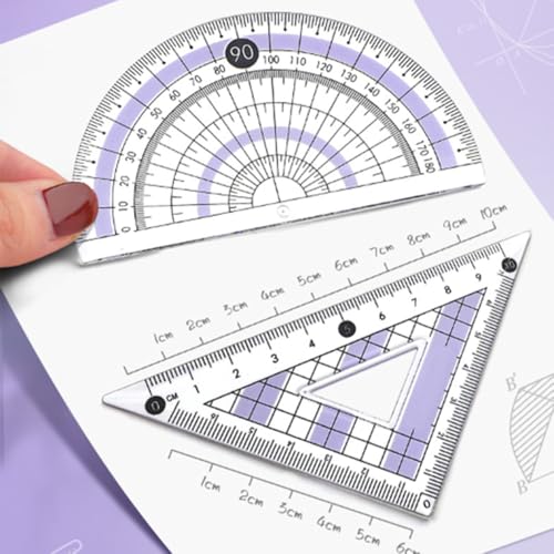 Math Geometry Tool Kit for Students – 8-Piece Compass Protractor Ruler Set with Metal Case, Anti-Myopia Office School Drawing Supplies (Green) - color: Green