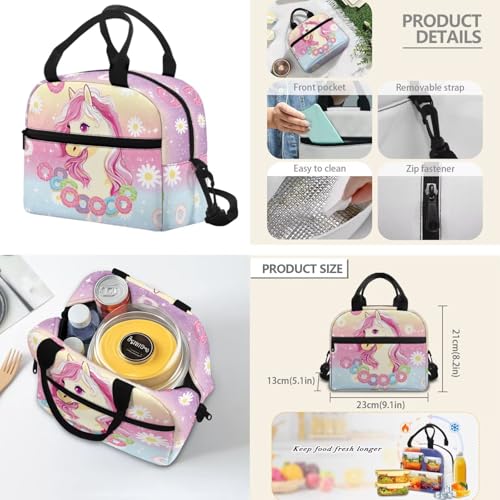 Horse Print Kids Backpack with Lunch Box, 4 in 1 School Supplies Set with Pencil Case and Water Bottle Cover, for students ages 9-12 Primary School - color: Horse Print