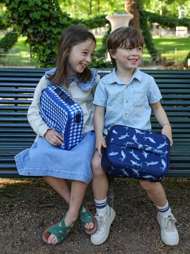 Yumbox Kids Lunch Bag, Holds Lunch Box and Water Bottle, 3 Ways to Carry, Zip Closure, Inside Zipper Netting, Wipe Clean Fabric with EVA lining for extra insulation, Shark - color: Shark