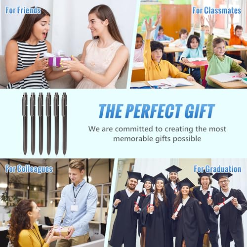 6 Pcs Black Gel Pens 0.5mm Retractable Pen, Gel Ink Pens Bulk, Gray | Quick Drying Fine Point Pens Smooth Writing, ABS Case with Pocket Clip Perferct for Office,Back to School - color: Black, size: 1 Count (Pack of 6)