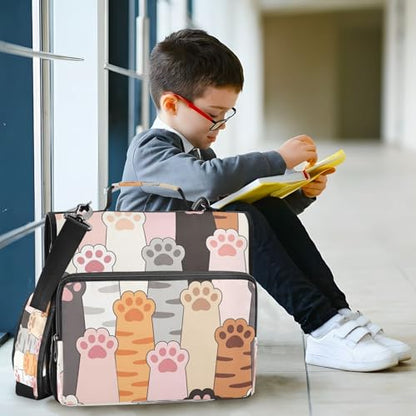 3 Ring Zipper Binder With Shoulder Strap Documents Storage Organizer Animal Dog - color: Cute Paw Prints