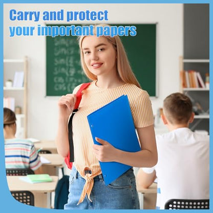 Yeaqee 72 Pcs Plastic Folders with Pockets Bulk 3 Hole Punched 2 Pocket File Folders for 3 Ring Binder Divider Folder for Notebooks, Durable Poly for Office Home (Blue) - color: Blue