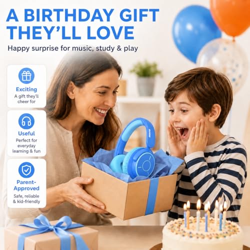 MIDOLA Kids Bluetooth Headphones 68H Play Time,Volume Limit 85/94dB, Foldable Lightweight Wireless Over-Ear Headphone for Kid Toddler Child Pad Tablet,Headsets with Built-in Mic Blue - color: Blue