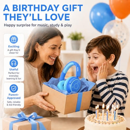 MIDOLA Kids Bluetooth Headphones 68H Play Time,Volume Limit 85/94dB, Foldable Lightweight Wireless Over-Ear Headphone for Kid Toddler Child Pad Tablet,Headsets with Built-in Mic Blue - color: Blue