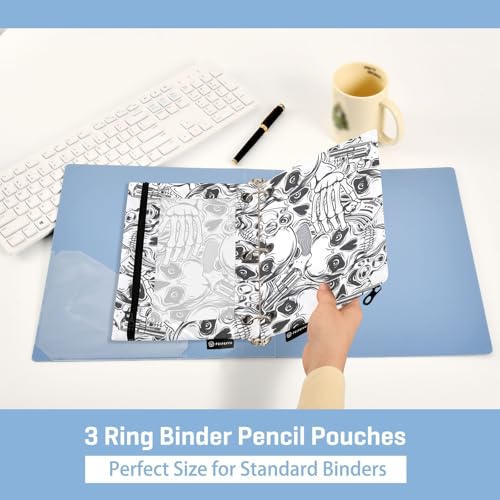 ZAZYXTJ Skeletons Skull Binder Pencil Pouchs 3 Ring with Zipper Clear Window Office Organizers bag for School Students Teacher Supplies 2 Pack - color: Skeletons