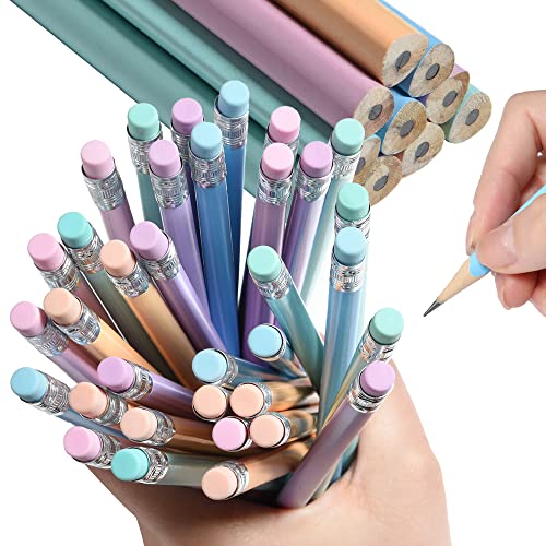 50PCS Triangular Grip Wooden cased Pencils for Kids with Erasers, Fun Cute Wood Wedding Golf Triangle Pencils for School,Drawing,Gift (50PCS) - style: Modern