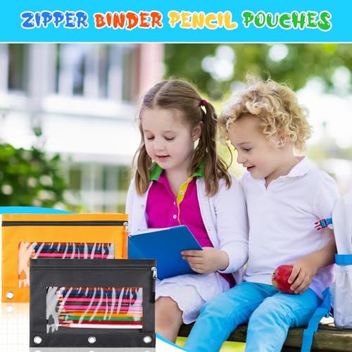 Zhehao 100 Pcs Zipper Binder Pencil Pouches:3 Ring Binder Pencil Pouches with Zipper Window Bulk Clear Pen Bags Case for Office School Classroom Supplies(Single Layer,8 Colors) - color: Delicate Color, style: Single Layer