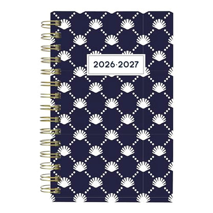 Blueline® Essential Academic Daily/Monthly Planner, August 2026 to July 2027, Gold Twin-Wire Binding, Poly Cover, 8" x 5", Nautical Design, Shells (CA214PH.03) - color: Shells