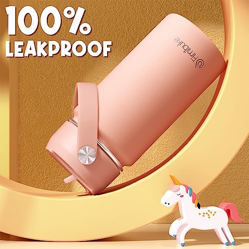 Fimibuke Kids Insulated Water Bottle, 14oz BPA FREE Double Wall Vacuum Tumbler 18/8 Stainless Steel Leak Proof Kids Cups with Straw Metal Water Bottle for School Boys Girls (2 Pack, Midnight Rose) - color: B4. Midnight Rose