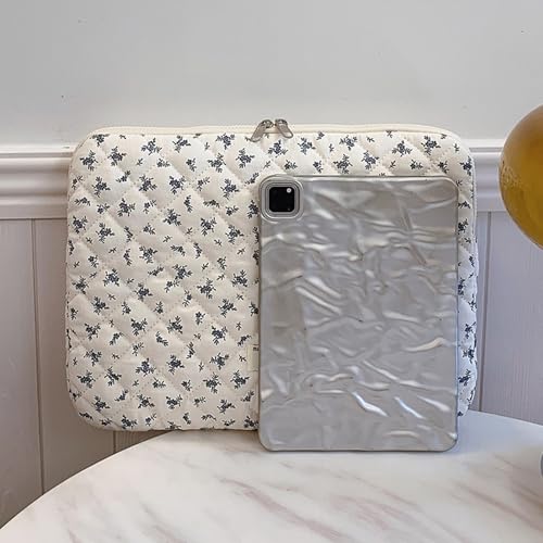 Cute Laptop Sleeve 13-15 inch Laptop Case Aesthetic Quilted Laptop Sleeve Computer Bag with Flower Printing for MacBook (Blue, 15inch) - color: Blue, size: 15inch