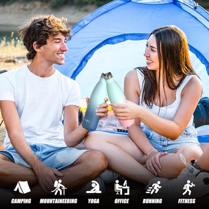 WATERSY Stainless Steel water bottles,17oz/500ml Insulated Water Bottles,Ocean Blue metal water bottle Keeps Drink Cold and Hot,BPA Free kids water bottles for School,Gym,Travel,Sports - color: Ocean Blue