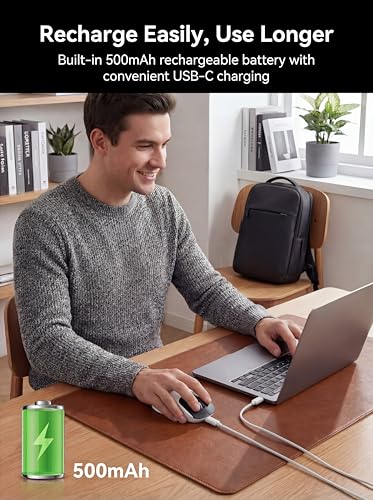 hunart H6 49g Wireless Mouse, Bluetooth & 2.4GHz Rechargeable Mouse, Lightweight Silent Ergonomic Mouse with USB-C Charging, Portable Right-Hand Office Mouse for Laptop, PC, Mac (Black and White) - color: Black and White