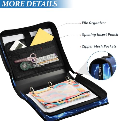 Football Zipper Binder 3 Ring with Handle and Shoulder Strap, 500 Sheet Binder Organizer Capacity & Multi-Pockets for School Office - color: Aa09