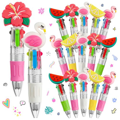 30Pcs Summer Hawaiian Mini Multicolor Ballpoint Pens 4-in-1 | Retractable Pen Bulk for Birthday Party Classroom Student Prizes Teacher Rewards - style: MiniHawaiianBallpointPens15Pcs