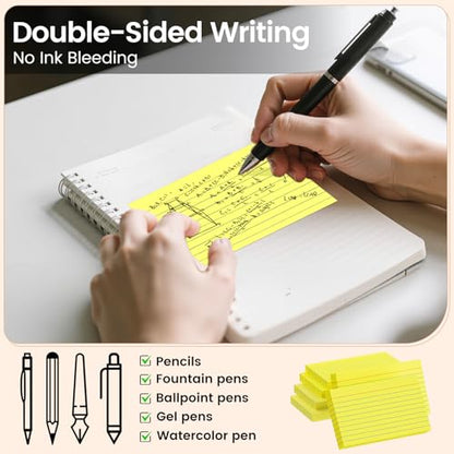 Index Cards 3x5 Inch, 300sheets, Flash Cards,Ruled Lined Yellow Note Cards Paper For Studying, Schools Supplies, College, Office And Home Organization, Note Taking Supplies - color: Yellow