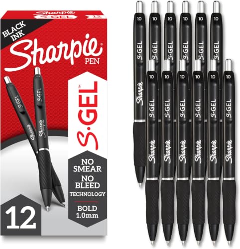 Sharpie S-Gel Pens, Bold Point (1.0mm), Black Gel Ink, 12 Count - Writing, Journaling, Note-Taking, College, Teacher Supplies, Office (Pack of 12) - size: 1 Count (Pack of 144)