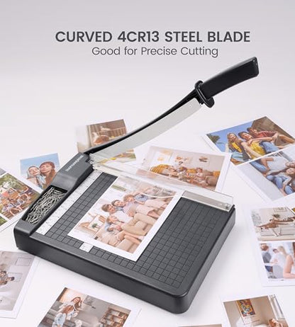 Paper Cutter,Paper Trimmer12" Cutting Length Heavy Duty Guillotine Paper Slicer with Safety Guard and Blade Lock,12 Sheets Capacity,Ideal for Offices,Homes,Printing Shops,Photo Studios - color: Grey