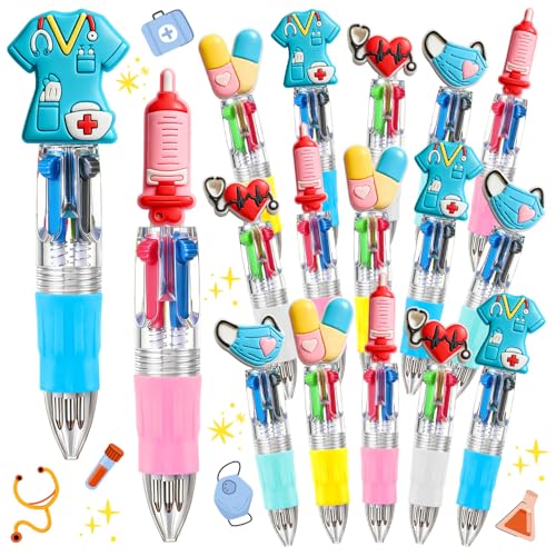 15Pcs 4 in 1 Mini Nurse Multicolor Ballpoint Pens Bulk for Kids | Retractable Ballpoint Pen 0.7mm for for Nurses Medical Assistant Students School Nurses Week Appreciation Gift - style: MiniNursingBallpointPens15Pcs