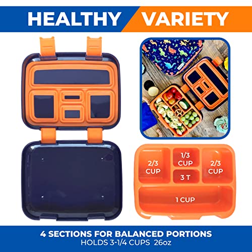 kinsho Bento Lunch Box with Insulated Bag, Water Bottle&Ice Pack Set for Kids Toddlers,5 Portion Sections, BPAFree Removable Tray, PreSchool Kid Toddler Daycare Lunches, Snack Container,Blue Dinosaur - color: Blue Dinosaur Set