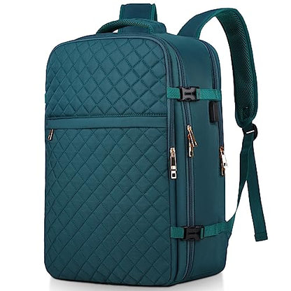 MOMUVO Large Travel Backpack Women, Flight Approved Carry On Backpack, Water Resistant Anti-Theft Large Casual Daypack Fit 17 Inch Laptop with USB Charging Port, Peacock Blue - color: Peacock Blue, size: 17.3 inch