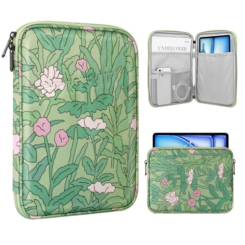 TiMOVO 9-11" Tablet Sleeve Bag for iPad 11-inch A16 2025, iPad 10.9"/10.2"| Air 11 Inch/5th/4th Gen. 10.9", Galaxy Tab A9+/A11Plus 11", Protective Bag with Pocket, Green Flower - color: Ab-Green Flower, size: 9-11 Inch