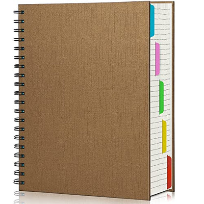 EUSOAR 5 Subject Spiral Notebook, 1pcs B5 7.3"x10.2" College Ruled Writing Pad, 100GSM 120Sheets/ 240Pages of Lined Paper, Thick Hardcover, for Traveling Students, Office and Business, Kraft - color: Kraft, size: B5-1Pack