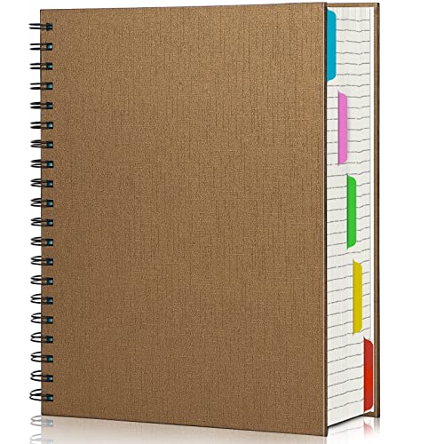 EUSOAR 5 Subject Spiral Notebook, 1pcs B5 7.3"x10.2" College Ruled Writing Pad, 100GSM 120Sheets/ 240Pages of Lined Paper, Thick Hardcover, for Traveling Students, Office and Business, Kraft - color: Kraft, size: B5-1Pack