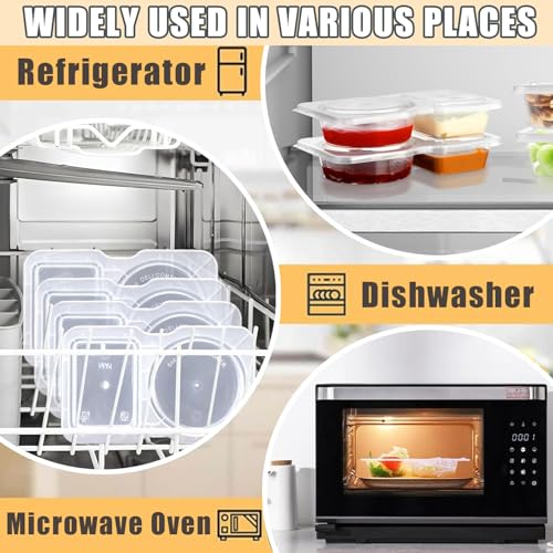 10 Pack Double Compartment Condiment Containers with Lids Reusable Leakproof Plastic Snack Containers for Sauce Dip Dressing Travel and Sampling Clear To-Go Dual Compartment Food Storage (Clear-10Pcs)