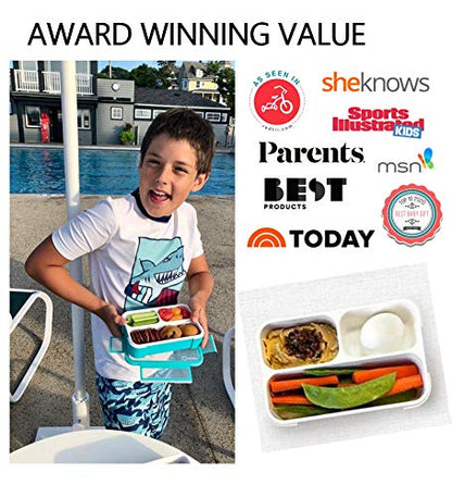 Small Snack Containers for Kids Toddlers - 3 Compartments (Set of 2) - Leak-Proof Boxes with Lids - BPA-Free Plastic Mini Bento Lunch Box - Ideal for School, Daycare, Holds 2 Cups (Purple + Blue) - color: Purple Blue MINI 2pk