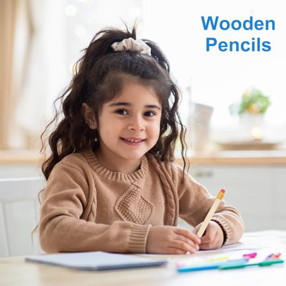 PATIKIL Half Golf Pencils Bulk, 48 Pack Pre-Sharpened Short Round Wooden Pencils Mini HB Graphite Woodcase Pencil with White Eraser for Classroom Office Writing Supplies