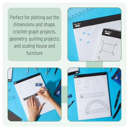 Mr. Pen- Graph Paper, 12 Pack, 55 Sheets/Pack, 8.5"x11" | 4x4 (4 Squares Per Inch), Math Graph Paper Pad, Computation Pads Bulk