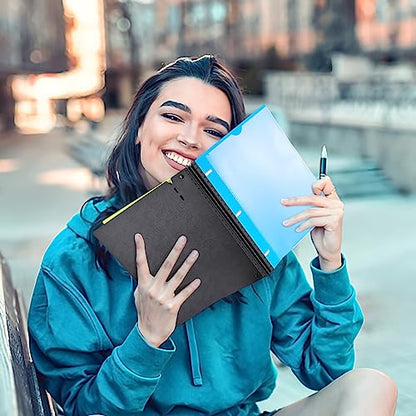 INFUN All-in-one Telescoping Binder Notebook, Refillable 3 Ring Notebook Binder with 1 plastic movable pocket folder,5 plastic subject dividers and graph paper and college ruled paper - Blue - color: Blue, size: 1 PCS