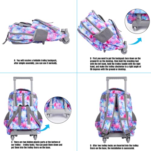 Seastig Kids Rolling Backpack 18in Wheeled Backpack with Wheels - color: Unicorn