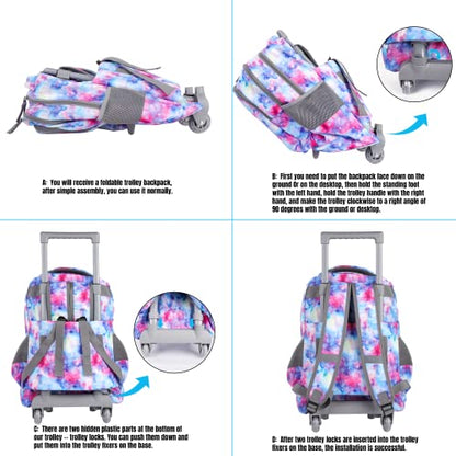 Seastig Kids Rolling Backpack 18in Wheeled Backpack with Wheels - color: Unicorn