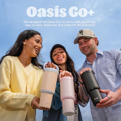 Ello Oasis Go 14oz Stainless Steel Kids Tumbler with Top Handle & Retracting Straw, 100% Leakproof, Double-Wall Vacuum Insulated, Kids Water Bottle for School, BPA Free, Dishwasher Safe, Watermelon - color: Watermelon, size: 14 Ounces