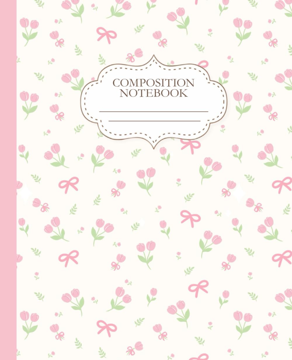 Pink Coquette Composition Notebook: Tulips & Bows | College-ruled | 7.5 x 9.25" | 110 Pages