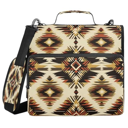 STAYTOP Mexican Native American Style School Zipper Binder with Shoulder Strap,1.5-Inch O-Rings, 600-Sheet Capacity, Expanding File Folder, Multiple Pockets & Storage Organizer