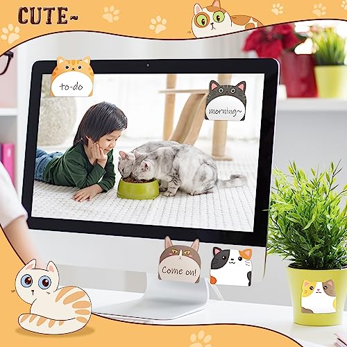 Yinder 24 Pads Cute Cat Sticky Notes Kawaii Animal Sticky Notes Pads Bulk Fun Cartoon Memo Pad Self Adhesive Tab Back to School Gift for Teacher Student Classroom Veterinary Cat Office Supplies - style: Cats