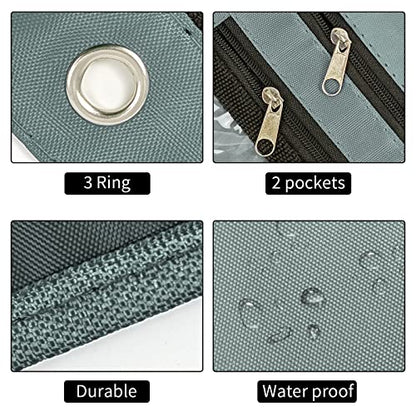 YoeeJob 2 Pack 1 Inch Expandable Zipper Pencil Pouches with Clear Window for 3 Ring Binder, Suitable for School & Office (Grey+Pink) - color: Grey+pink