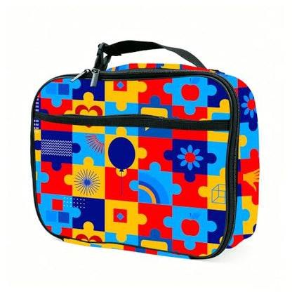 Autism Awareness Lunch Box Insulated Reusable Lunch Bag Tote Cooler for Women Men Boy Girl School Work Office Picnic - color: Autism Awareness