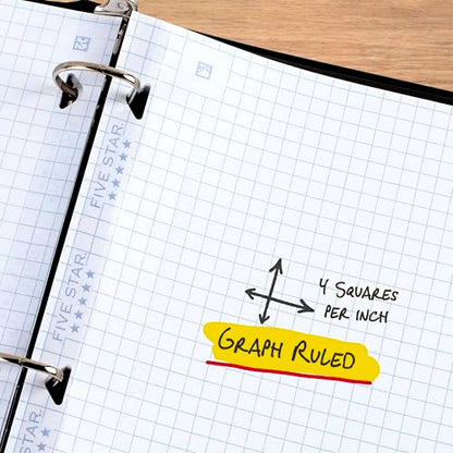 Five Star Loose Leaf Paper + Study App, Graph Ruled Filler Notebook Paper, Reinforced, Fights Ink Bleed, 8-1/2" x 11", 80 Sheets (170122) - size: 80 Sheets