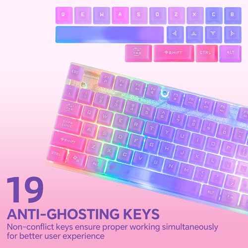 Wired LED Gaming Keyboad and Mouse Combo, 10 RGB Backlit Effects for PC | 104 Keys Light Up, Silent, Transparent, Anti-ghosting, Purple Gaming Mouse and Keyboard for Laptop Xbox PS4 PS5 Gamers Work