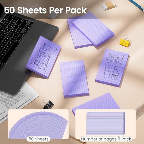 Index Cards 3x5 Inch, 300sheets, Flash Cards,Ruled Lined Purple Note Cards Paper For Studying, Schools Supplies, College, Office And Home Organization, Note Taking Supplies - color: Purple