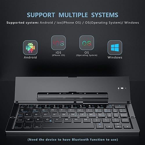 Mini Travel Wireless Keyboard Compatible with Samsung Galaxy A54/A42/A35/A23/A16/A15 5G UW Built-in Phone Holder/Stand-Ultra Slim Folding Rechargeable Full Size Keyboard!