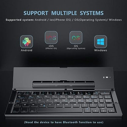 Mini Travel Wireless Keyboard Compatible with Samsung Galaxy A54/A42/A35/A23/A16/A15 5G UW Built-in Phone Holder/Stand-Ultra Slim Folding Rechargeable Full Size Keyboard!