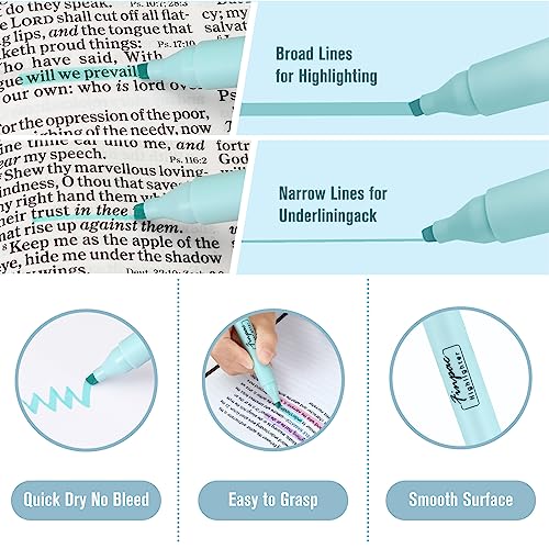 FINPAC Bible Highlighters, 6-Pack Aesthetic Highlighters, Chisel Tip No Bleed Fast-dry Markers Pen for Bible Study Journal Planners Drawing Notebook