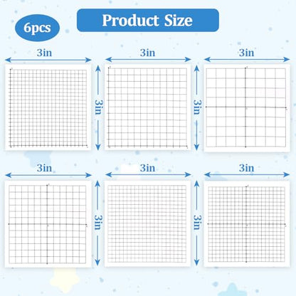 6 Packs Graph Paper Sticky Notes 300 Sheets 3 x 3 Inch Mini Graph Pads 20 x 20 Four Quadrant X Y Axis Coordinate Plane Post It Adhesive Grid Sticky Notes for Office School Math Supplies（6style） - style: 6style