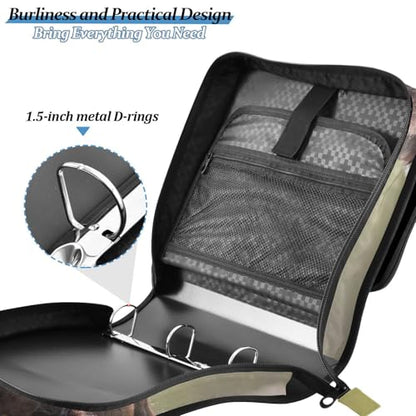 3 Ring Zipper Binder with Shoulder Strap, 500 Sheets Capacity, Multi-Pocket Organizer for School/Office, 1.5 Inch D-Rings Zip Binder (Playful Goats Pattern)
