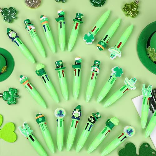 DIYASY 30 Pcs St. Patrick's Day Mini Multicolor Ballpoint Pens, St. Patrick's 4-in-1 Multicolored Retractable Pen Bulk Cute Pens Supplies - style: St. Patrick's 1
